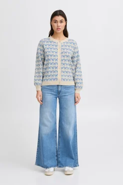 Ichi Strickwaren>IHBRIELLE Strickjacke Oatmealw.TurkishSea
