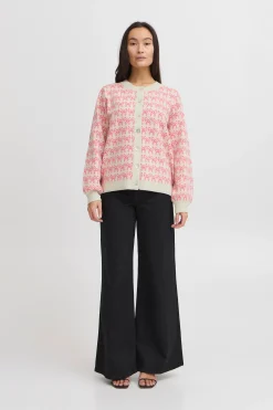Ichi Strickwaren>IHBRIELLE Strickjacke Oatmealw.PinkYarrow