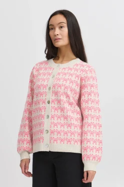 Ichi Strickwaren>IHBRIELLE Strickjacke Oatmealw.PinkYarrow