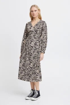 Ichi Kleider>IHFANORA Kleid DoeskinWavyAnimalAop