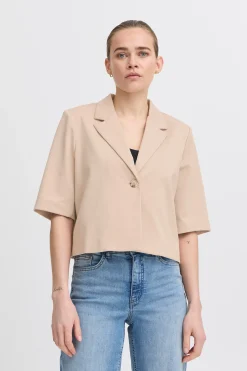 Ichi Blazers>IHKATE CROPPED Blazer Doeskin