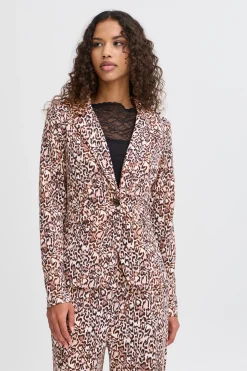 Ichi Blazers>IHKATE PRINT Blazer BrownLeopardaop