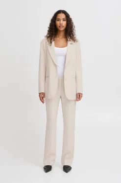 Ichi Blazers>IHLEXI Blazer Oatmeal