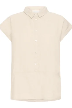 Ichi Blusen>IHLINNO Kurzarm-Bluse NaturalEcru