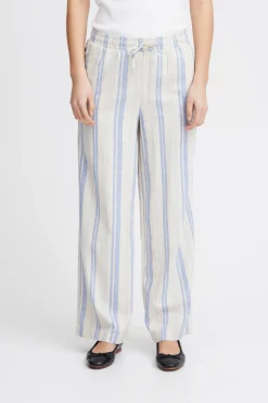 Ichi Hosen>IHLINO Hose CashmereBlueStripeAop
