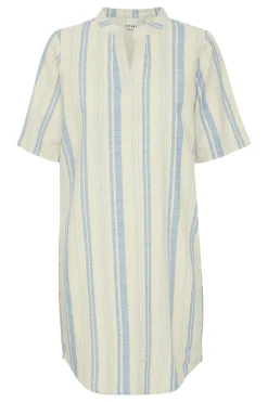 Ichi Kleider>IHLINO Kleid CashmereBlueStripeAop