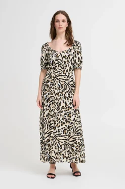 Ichi Kleider>IHMARRAKECH Kleid CaribouAnimalAop