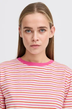 Ichi T-shirts>IHMIRA Langarm-Shirt CloudDancerw.PinkYarrow