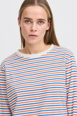 Ichi T-shirts>IHMIRA Langarm-Shirt CloudDancerw.Multi