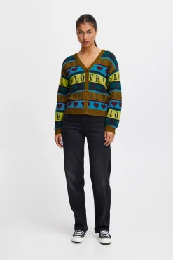 Ichi Strickwaren>IHMOTIF Cardigan GreenMossMix