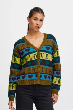 Ichi Strickwaren>IHMOTIF Cardigan GreenMossMix