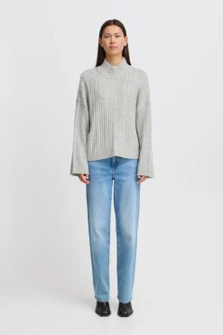 Ichi Strickwaren>IHMYLLE Pullover Lightgreymelange