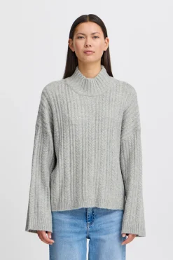 Ichi Strickwaren>IHMYLLE Pullover Lightgreymelange